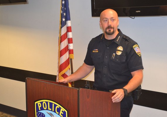 Lemoore police officers involved in Saturday night shooting incident. Suspect shot and in hospital said police chief Lemoore Chief of Police Michael Kendall at Sunday's press conference regarding officer-involved shooting Saturday night.